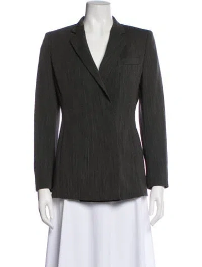 Pre-owned Max Mara Virgin Wool Striped Blazer In Gray