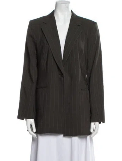 Pre-owned Max Mara Virgin Wool Striped Blazer In Gray