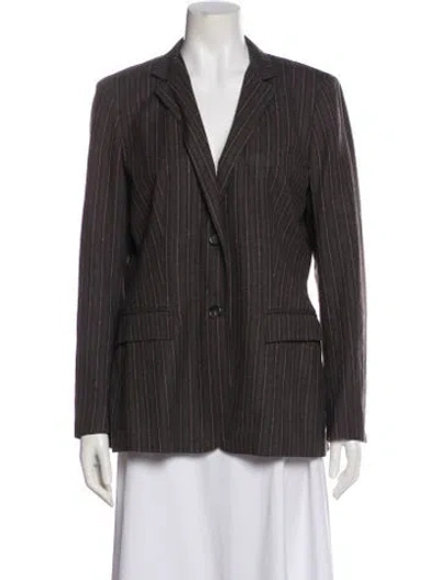 Pre-owned Max Mara Virgin Wool Striped Blazer In Gray