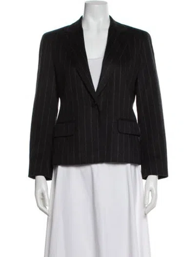 Pre-owned Max Mara Virgin Wool Striped Blazer In Gray