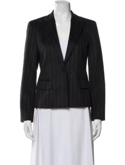 Pre-owned Max Mara Virgin Wool Striped Blazer In Gray