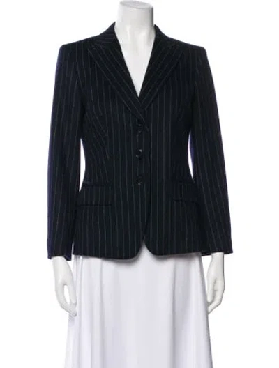 Pre-owned Max Mara Virgin Wool Striped Blazer In Gray
