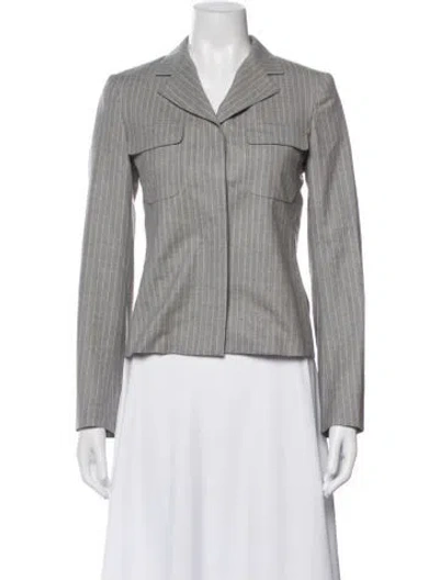 Pre-owned Max Mara Virgin Wool Striped Blazer In Gray