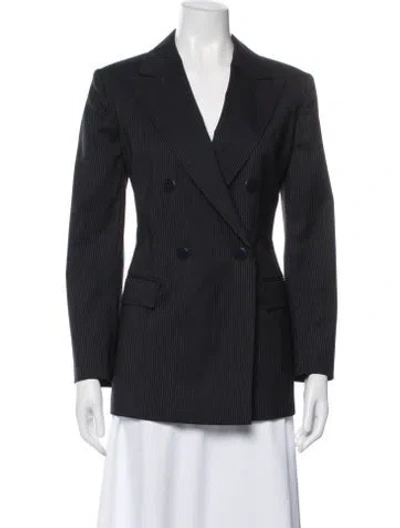 Pre-owned Max Mara Virgin Wool Striped Blazer In Gray