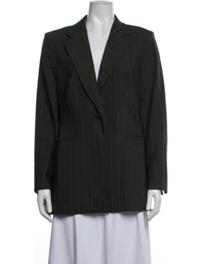 Pre-owned Max Mara Virgin Wool Striped Blazer In Grey