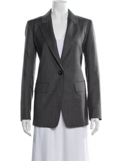 Pre-owned Max Mara Virgin Wool Striped Blazer In Grey