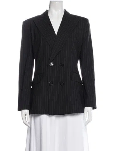 Pre-owned Max Mara Virgin Wool Striped Blazer W/ Tags In Blue