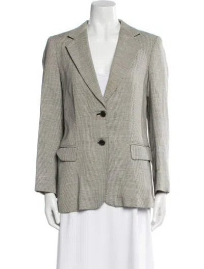 Pre-owned Max Mara Virgin Wool Striped Blazer In White