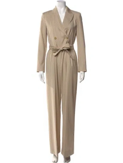 Pre-owned Max Mara Virgin Wool Striped Jumpsuit In Neutral