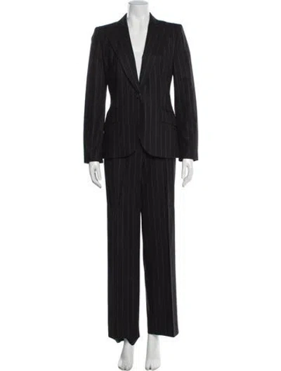 Pre-owned Max Mara Virgin Wool Striped Pantsuit In Black