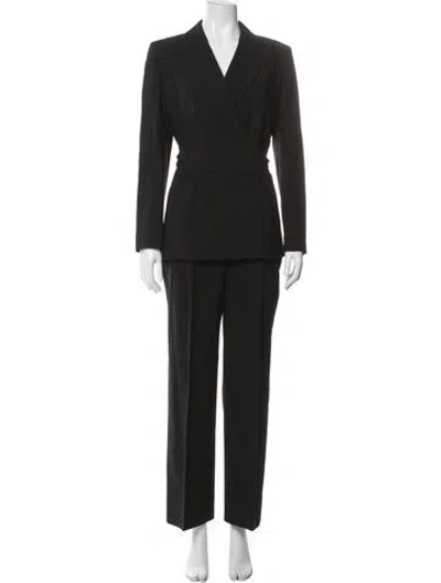 Pre-owned Max Mara Virgin Wool Striped Pantsuit In Black