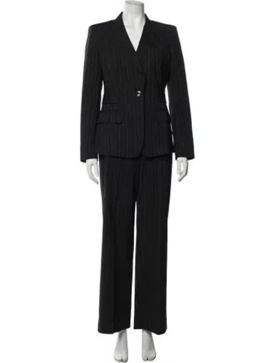 Pre-owned Max Mara Virgin Wool Striped Pantsuit In Black