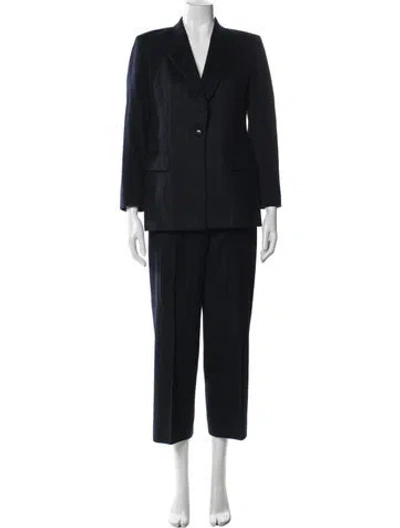 Pre-owned Max Mara Virgin Wool Striped Pantsuit In Blue
