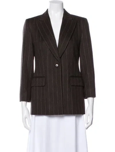 Pre-owned Max Mara Virgin Wool Striped Pantsuit In Brown