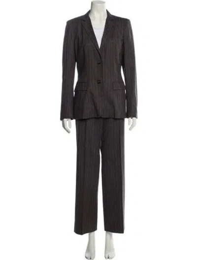 Pre-owned Max Mara Virgin Wool Striped Pantsuit In Gray