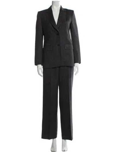 Pre-owned Max Mara Virgin Wool Striped Pantsuit In Grey