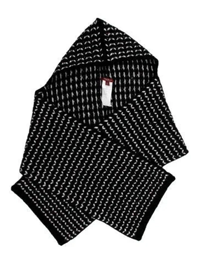 Pre-owned Max Mara Virgin Wool Striped Scarf In Blue