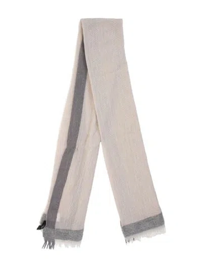 Pre-owned Max Mara Virgin Wool Striped Scarf In Neutrals