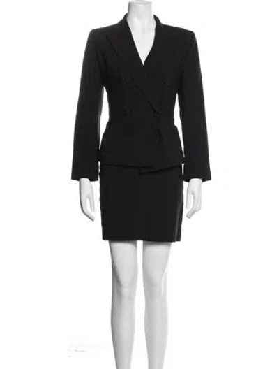 Pre-owned Max Mara Virgin Wool Striped Skirt Set In Black