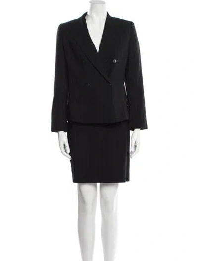 Pre-owned Max Mara Virgin Wool Striped Skirt Suit In Black