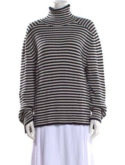 Pre-owned Max Mara Virgin Wool Striped Sweater In Black