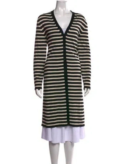 Pre-owned Max Mara Virgin Wool Striped Sweater In Black