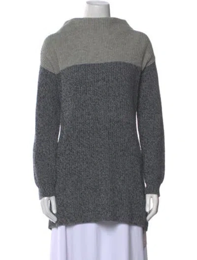 Pre-owned Max Mara Virgin Wool Striped Sweater In Gray