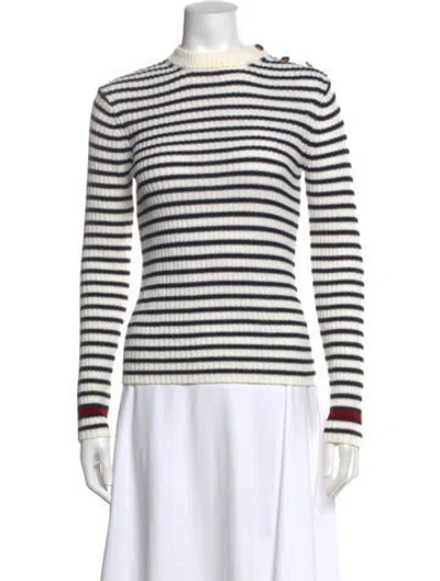 Pre-owned Max Mara Virgin Wool Striped Sweater In Grey