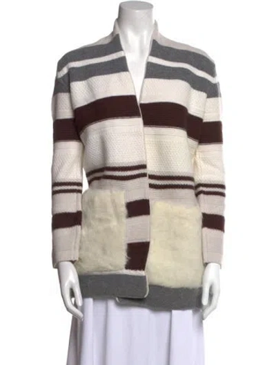 Pre-owned Max Mara Virgin Wool Striped Sweater In Neutral
