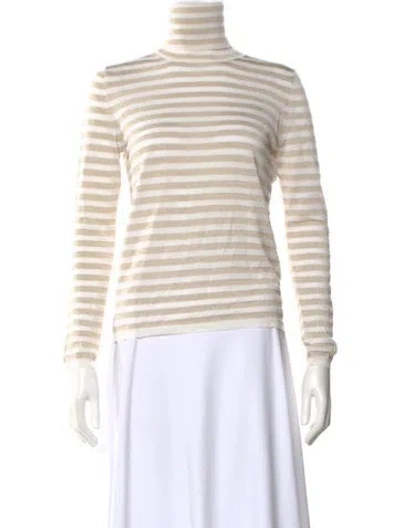 Pre-owned Max Mara Virgin Wool Striped Sweater W/ Tags In Neutral