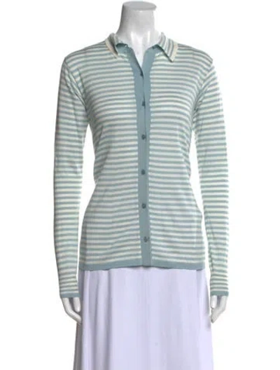 Pre-owned Max Mara Virgin Wool Striped Sweater In White