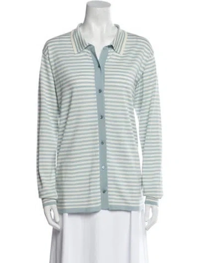 Pre-owned Max Mara Virgin Wool Striped Sweater In White