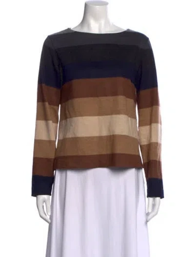 Pre-owned Max Mara Virgin Wool Striped Top In Brown
