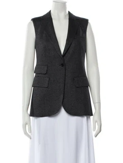 Pre-owned Max Mara Virgin Wool Striped Vest In Black