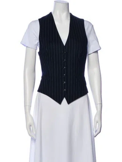 Pre-owned Max Mara Virgin Wool Striped Vest In Gray