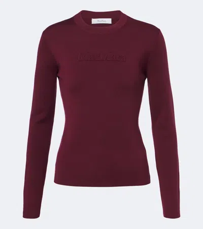 Max Mara Virgin Wool Sweater In Burgundy