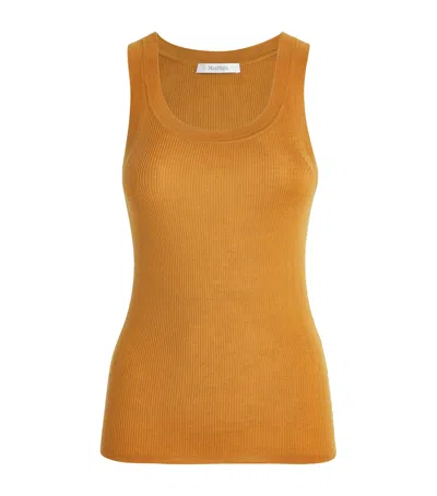 Max Mara Virgin Wool Tank Top In Brown