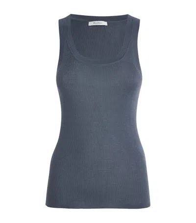 Max Mara Virgin Wool Tank Top In Turquoise