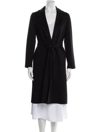 Pre-owned Max Mara Virgin Wool Trench Coat In Black