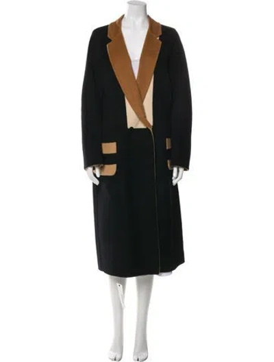 Pre-owned Max Mara Virgin Wool Trench Coat In Black