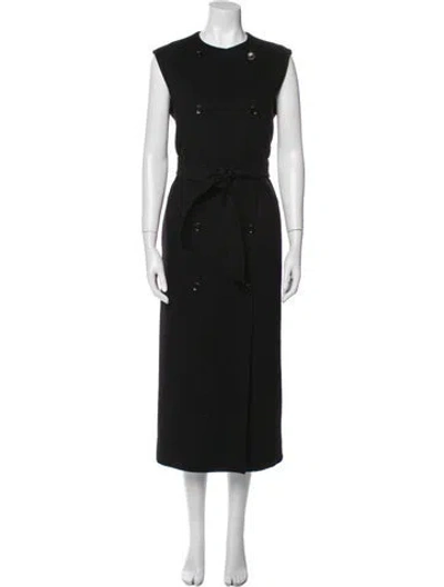 Pre-owned Max Mara Virgin Wool Trench Coat In Black