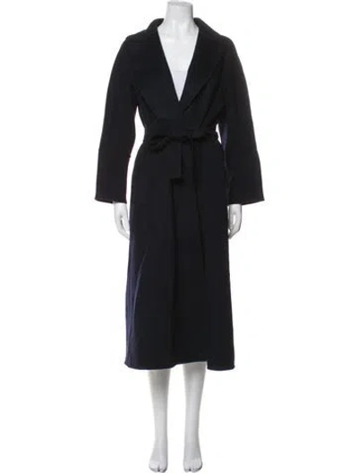 Pre-owned Max Mara Virgin Wool Trench Coat In Black