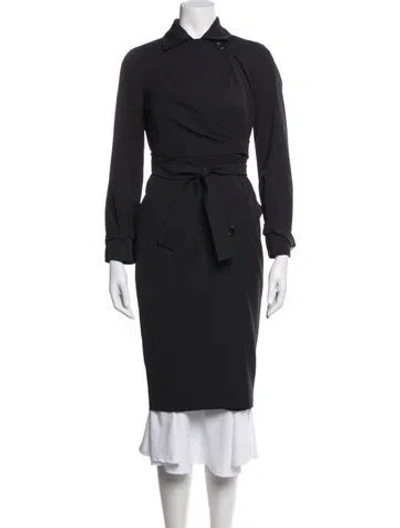 Pre-owned Max Mara Virgin Wool Trench Coat In Black