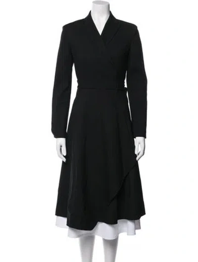 Pre-owned Max Mara Virgin Wool Trench Coat In Black