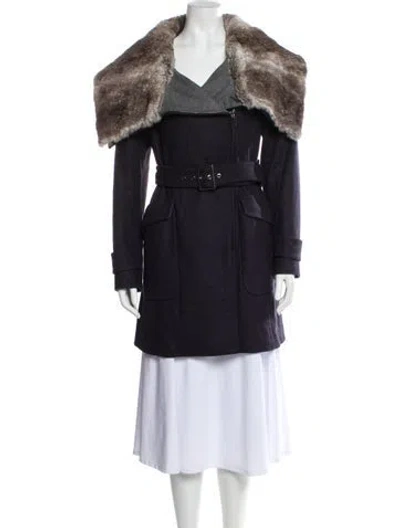 Pre-owned Max Mara Virgin Wool Trench Coat In Blue