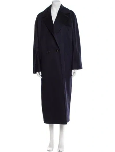 Pre-owned Max Mara Virgin Wool Trench Coat In Blue