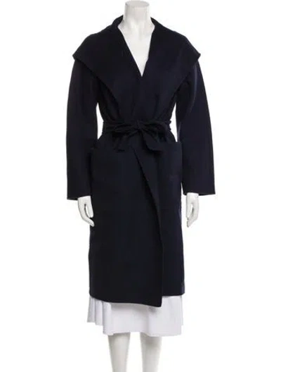 Pre-owned Max Mara Virgin Wool Trench Coat In Blue