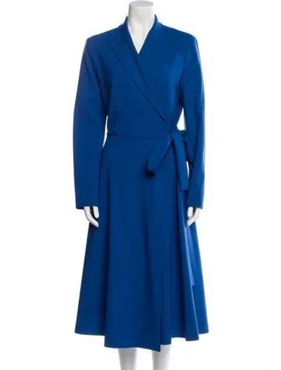 Pre-owned Max Mara Virgin Wool Trench Coat In Blue
