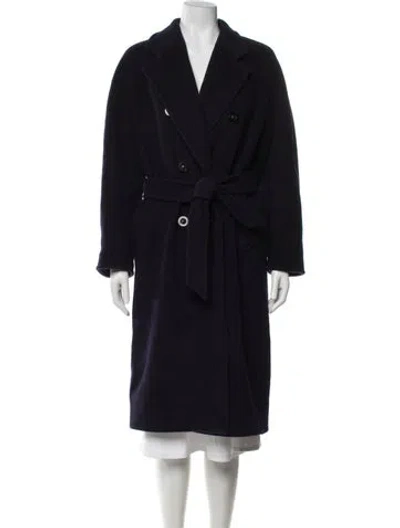 Pre-owned Max Mara Virgin Wool Trench Coat In Blue