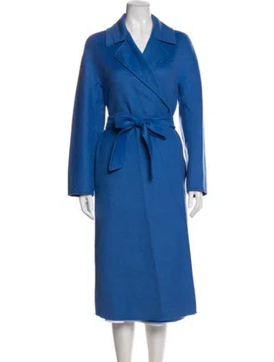 Pre-owned Max Mara Virgin Wool Trench Coat In Blue